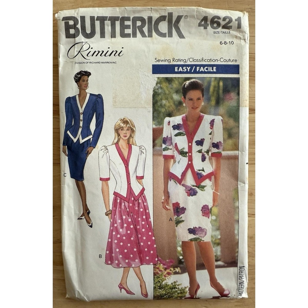 Butterick Easy Rimini Couture Pattern 4621 misses' top‎ and skirt size 6 8 10 UC